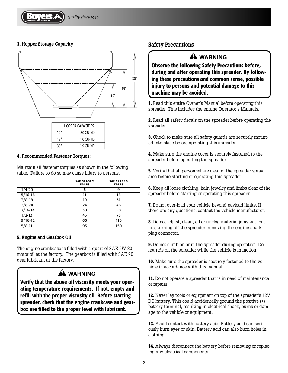 SaltDogg 1400450 Self-Contained Hopper Spreader User Manual | Page 2 / 12