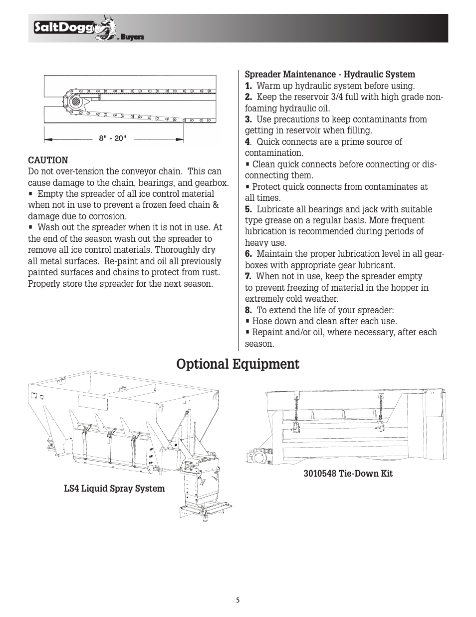 Optional equipment | SaltDogg 1450969SSH Municipal-Sized Hydraulic Hopper Spreader User Manual | Page 5 / 8