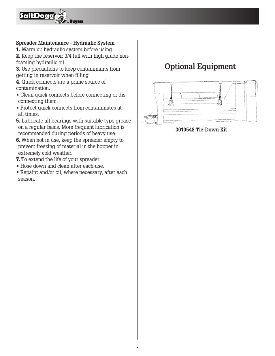 Optional equipment | SaltDogg 1471456SSH Municipal-Sized Hydraulic Hopper Spreader User Manual | Page 5 / 8