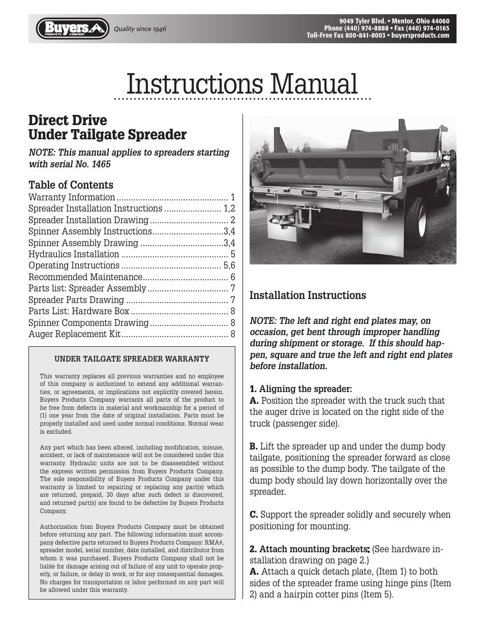 SaltDogg 92420, -30 Series Under Tailgate Spreader User Manual | 8 pages