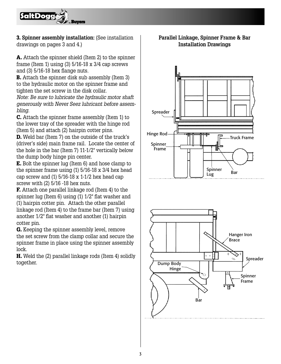 SaltDogg 92420A, -30A Series Under Tailgate Spreader (with Serial No. 4553) User Manual | Page 3 / 8