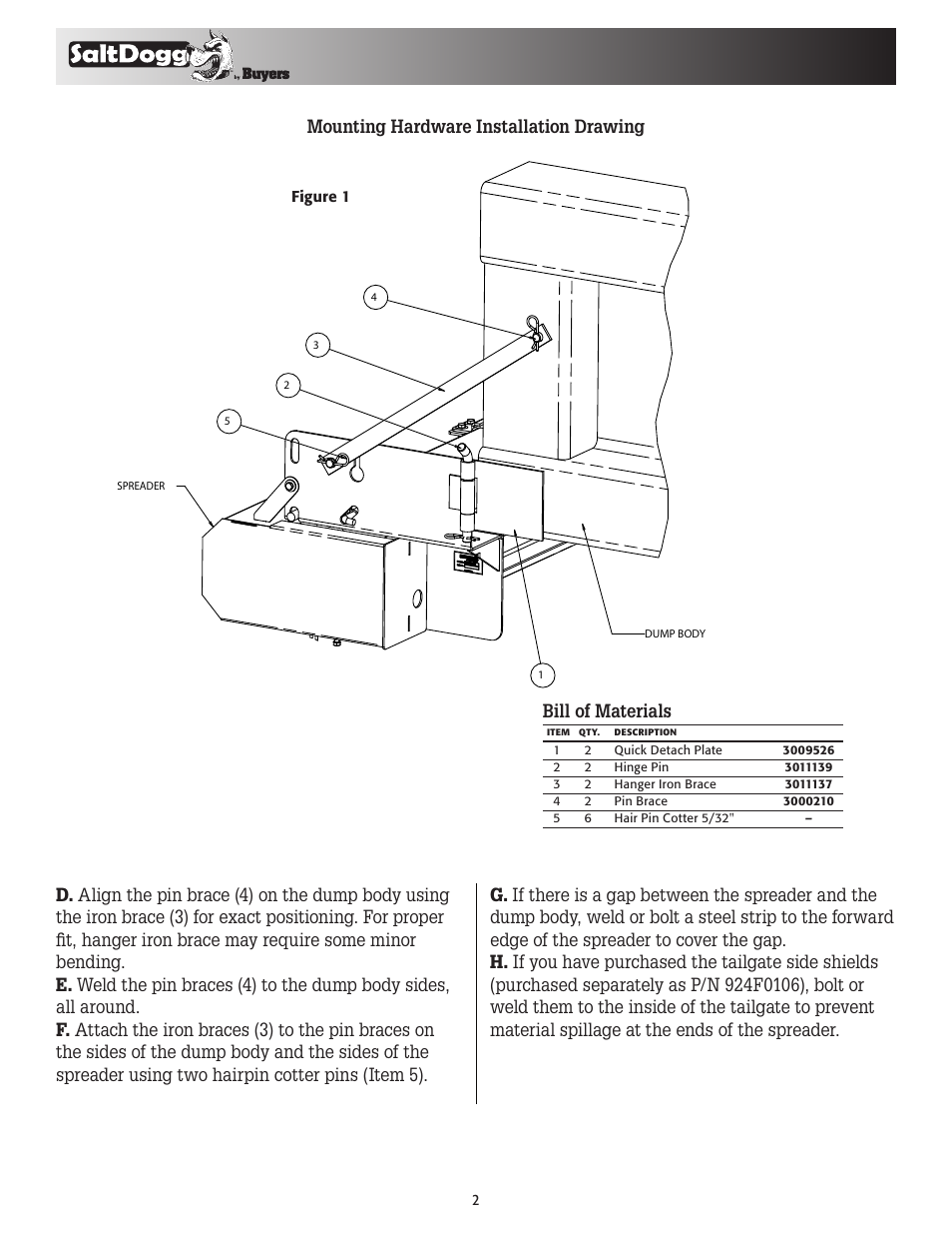 SaltDogg 92440SSA Series Under Tailgate Spreader User Manual | Page 2 / 8