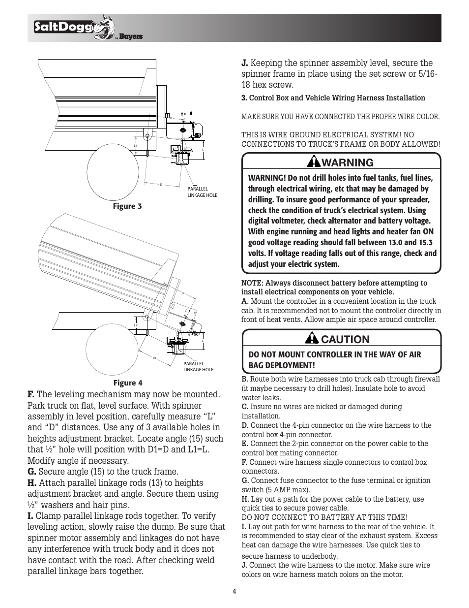 Warning, Caution | SaltDogg 92440SSA Series Under Tailgate Spreader User Manual | Page 4 / 8