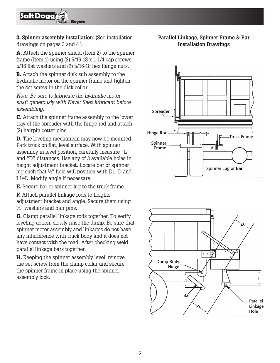 SaltDogg 92426SSA Under Tailgate Spreader User Manual | Page 3 / 8