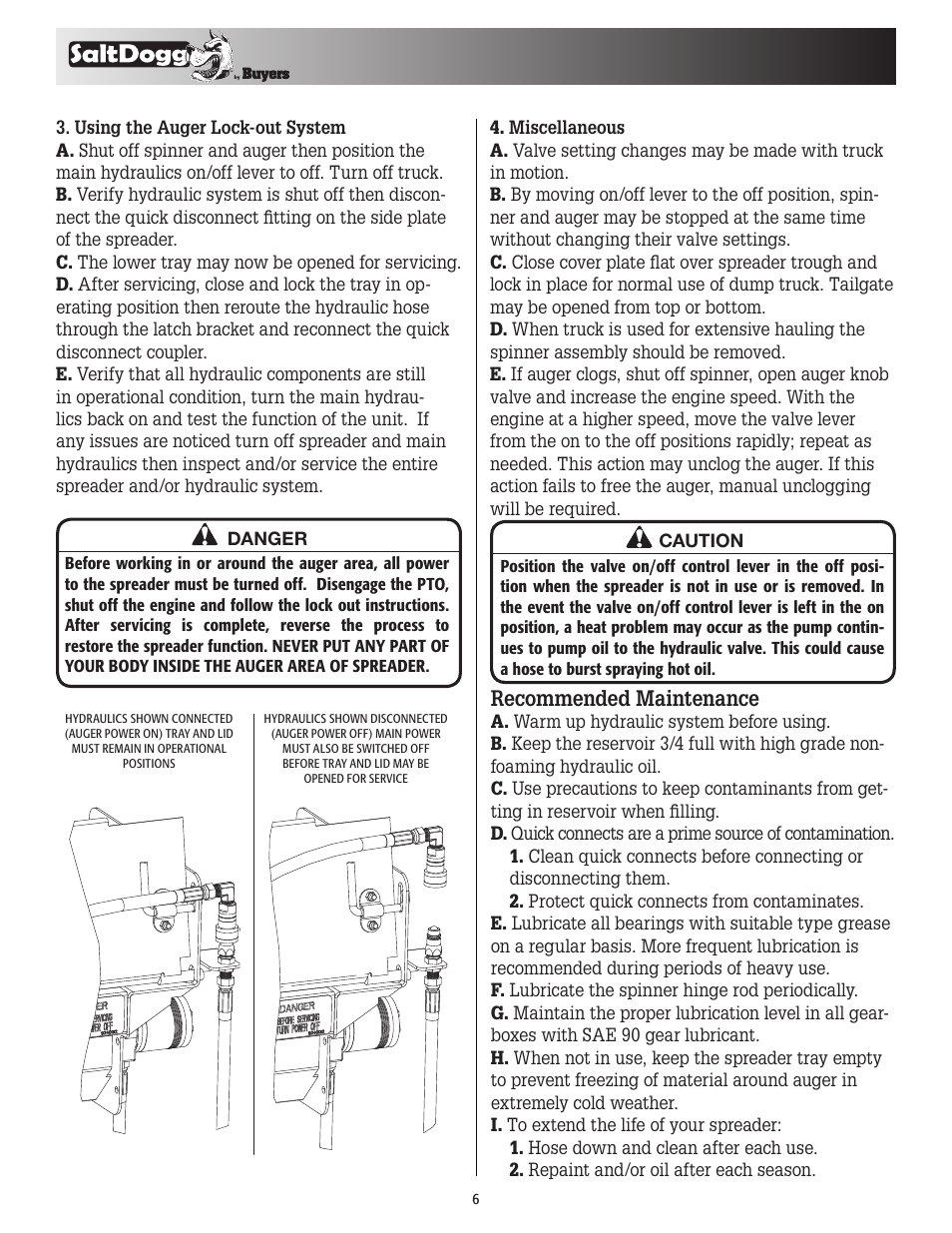 Recommended maintenance | SaltDogg 92426SSA Under Tailgate Spreader User Manual | Page 6 / 8