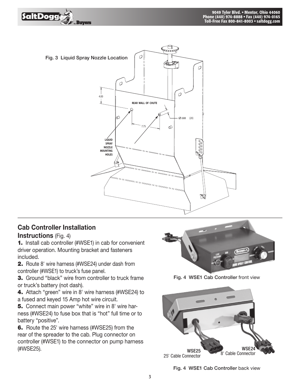 Cab controller installation instructions | SaltDogg LS1 Liquid Spray System User Manual | Page 3 / 7