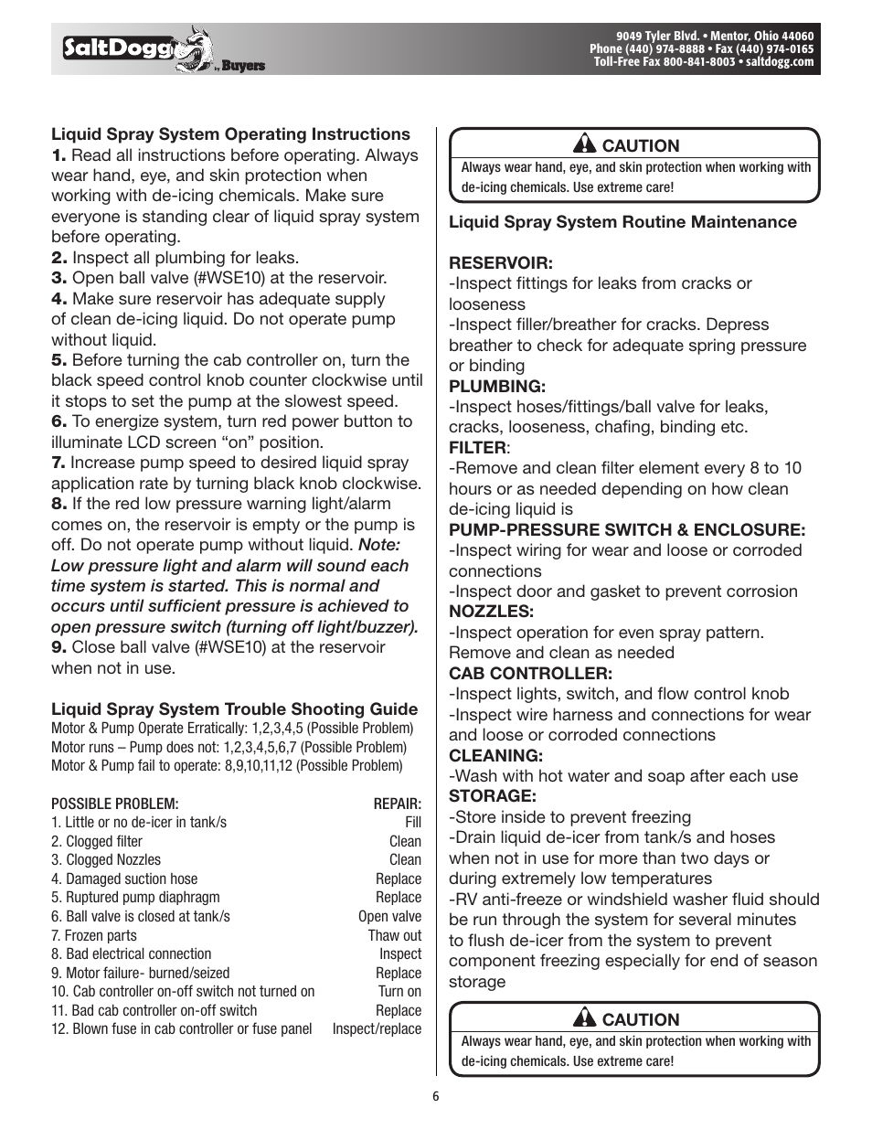 SaltDogg LS1 Liquid Spray System User Manual | Page 6 / 7
