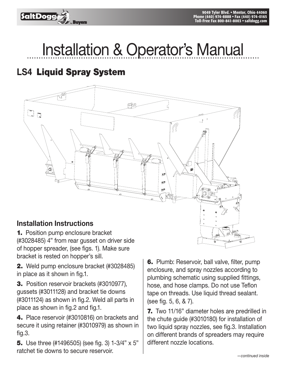 SaltDogg LS4 Liquid Spray System User Manual | 7 pages