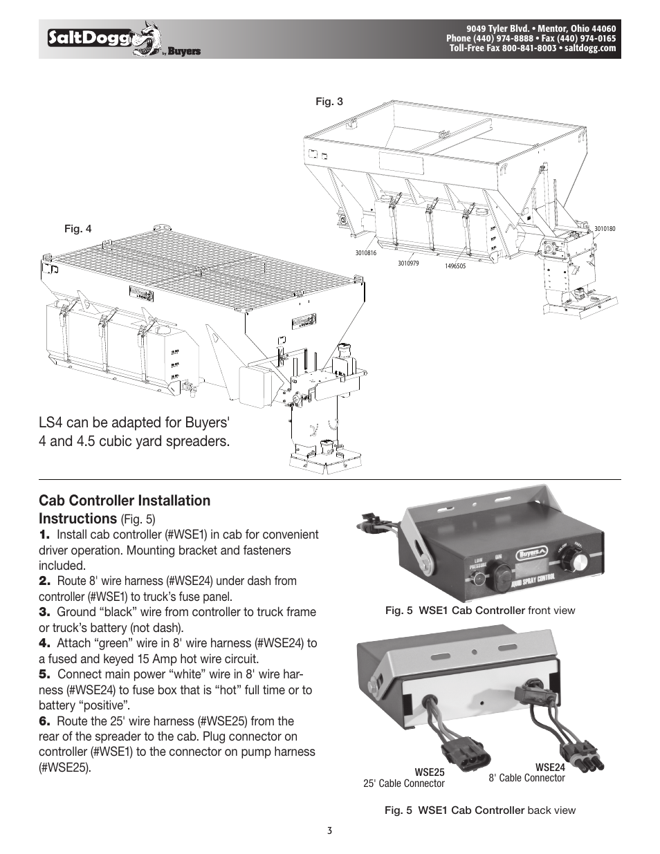 Cab controller installation instructions | SaltDogg LS4 Liquid Spray System User Manual | Page 3 / 7