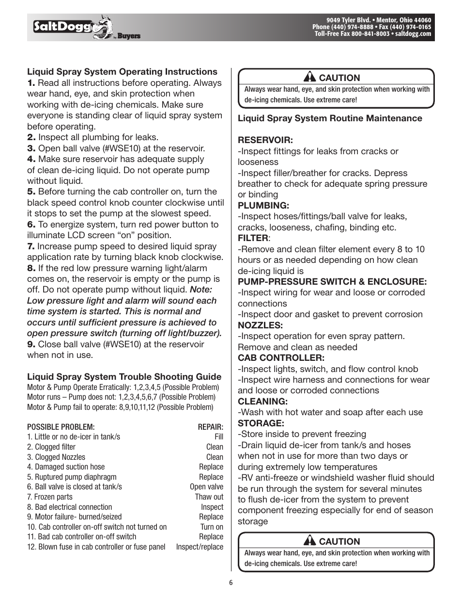 SaltDogg LS4 Liquid Spray System User Manual | Page 6 / 7