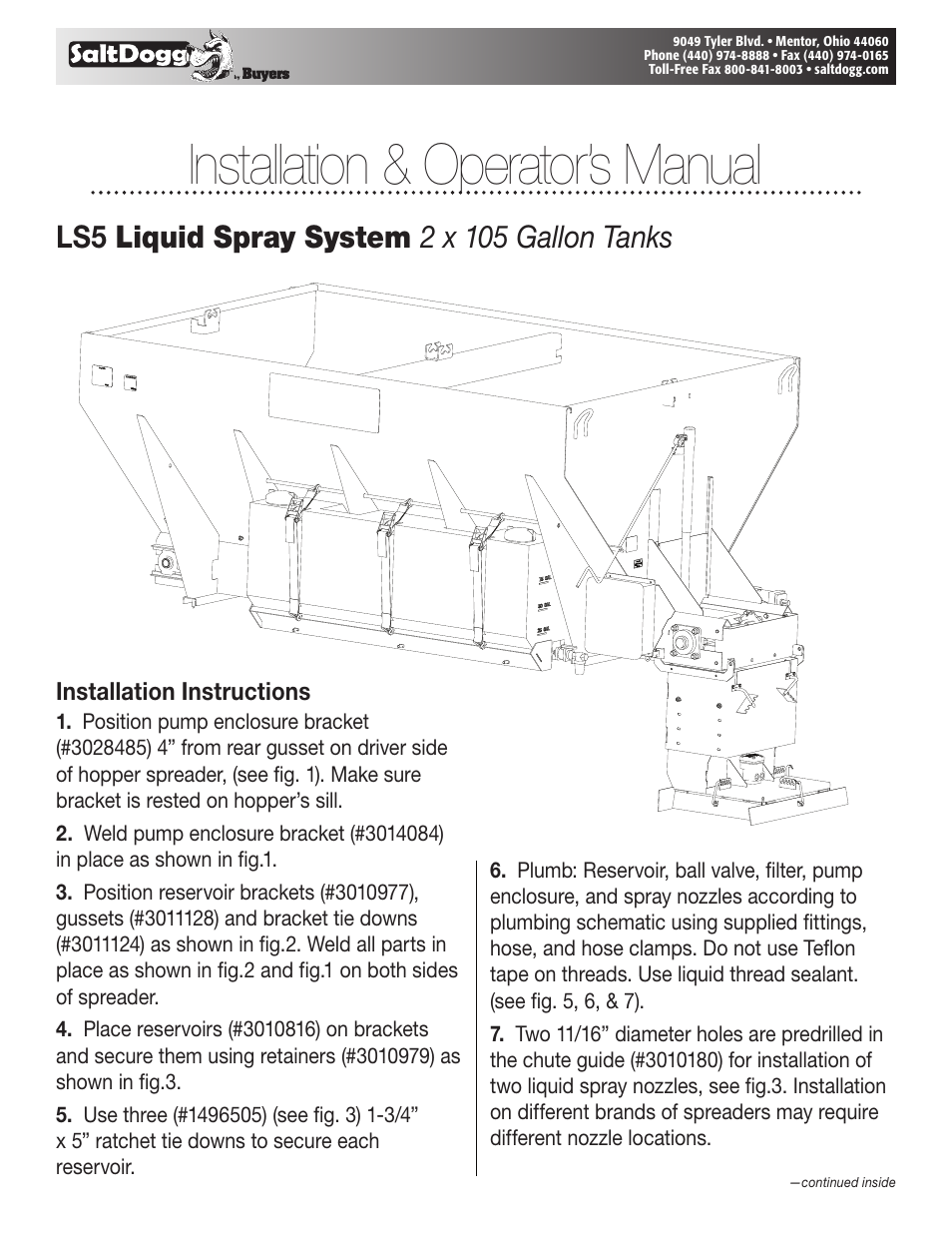 SaltDogg LS5 Liquid Spray System User Manual | 7 pages