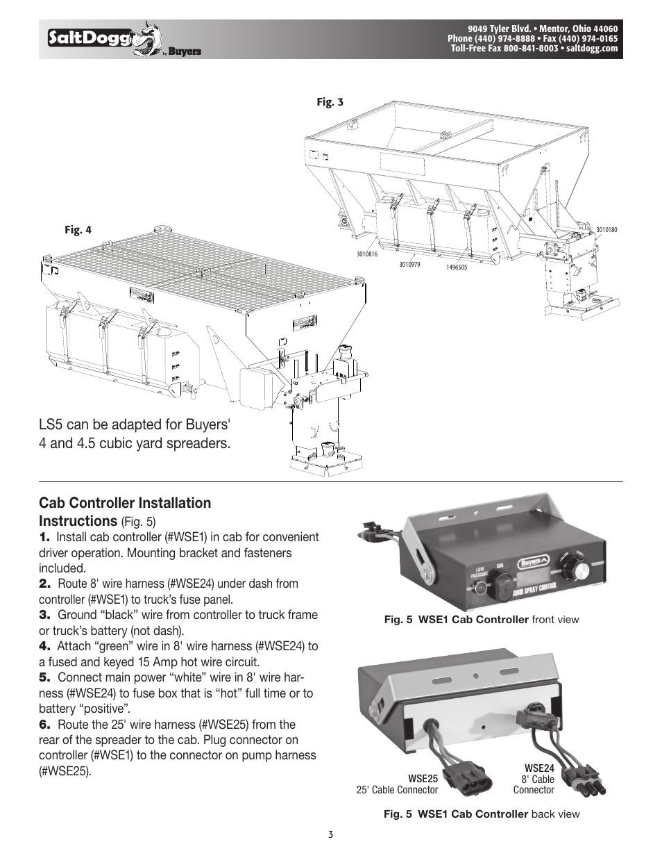 Cab controller installation instructions | SaltDogg LS5 Liquid Spray System User Manual | Page 3 / 7