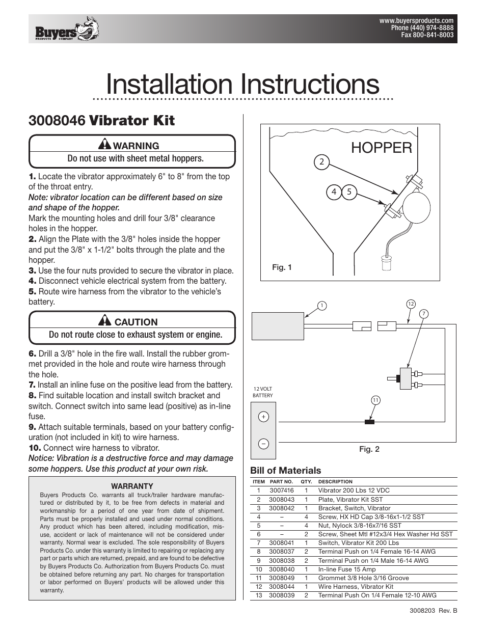 SaltDogg 3008046 Vibrator Kit User Manual | 1 page