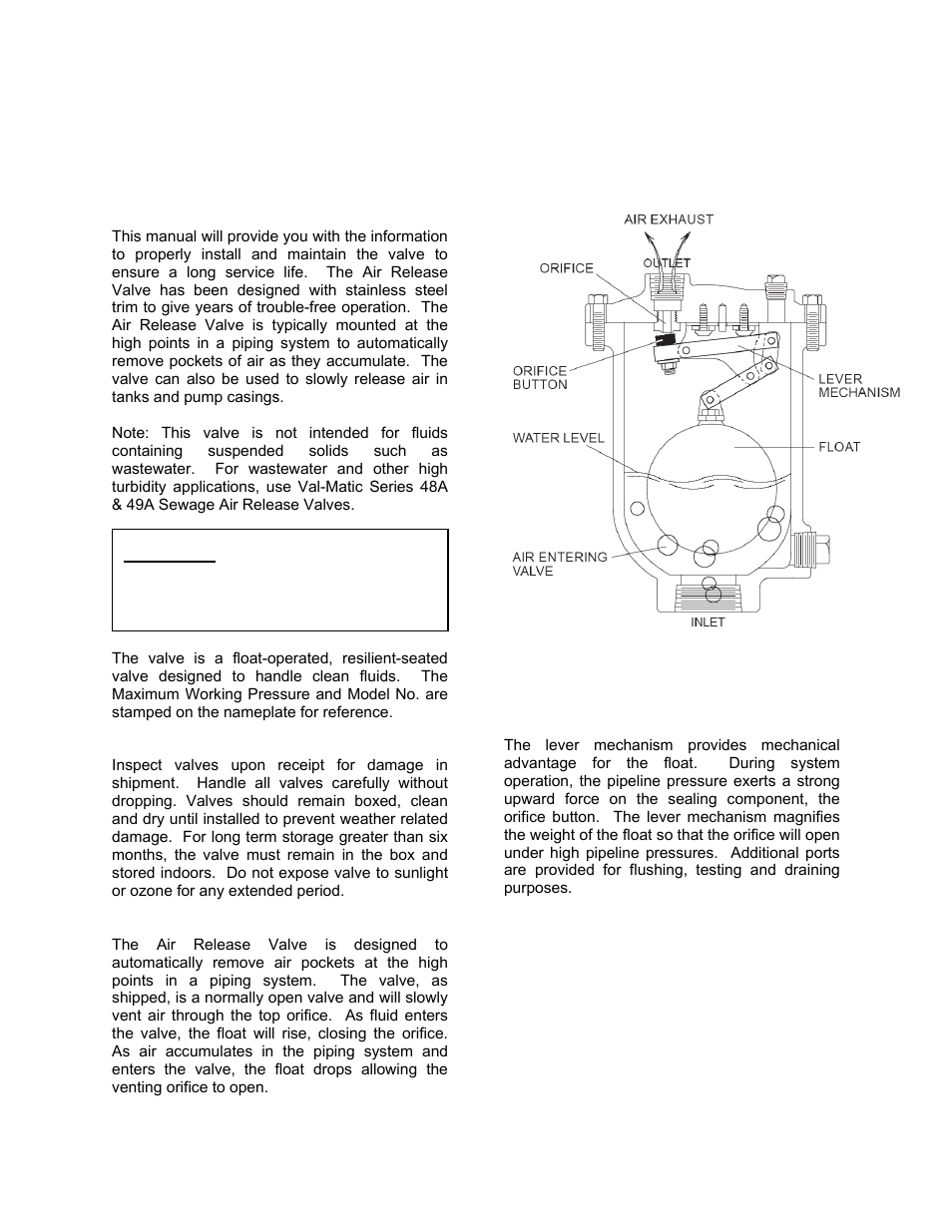 Val-Matic 50 Series Air Release Valve (Compound Lever Type) User Manual | Page 2 / 6