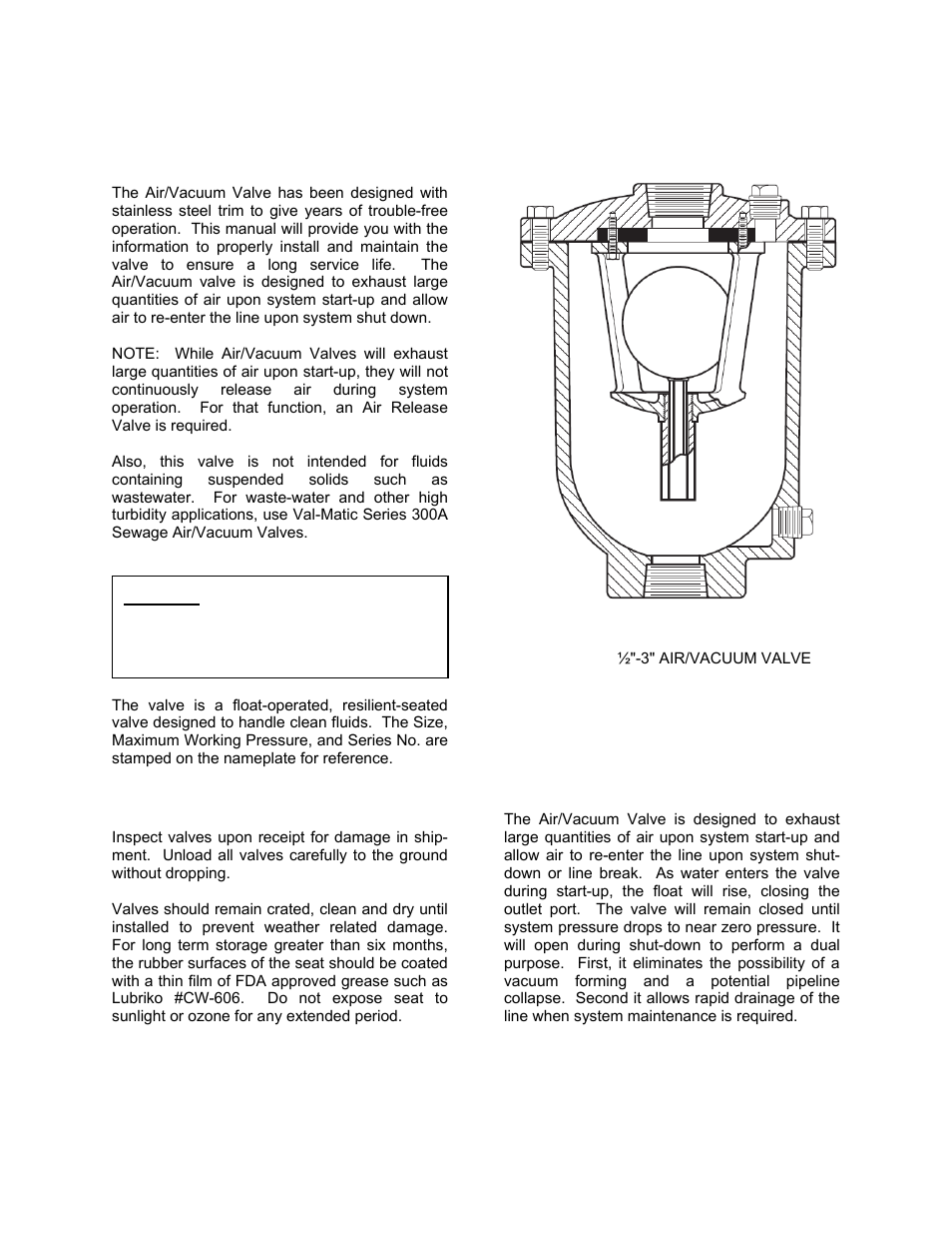 Val-Matic 100S to 103S 1/2-3 Air/Vacuum Valve User Manual | Page 2 / 5