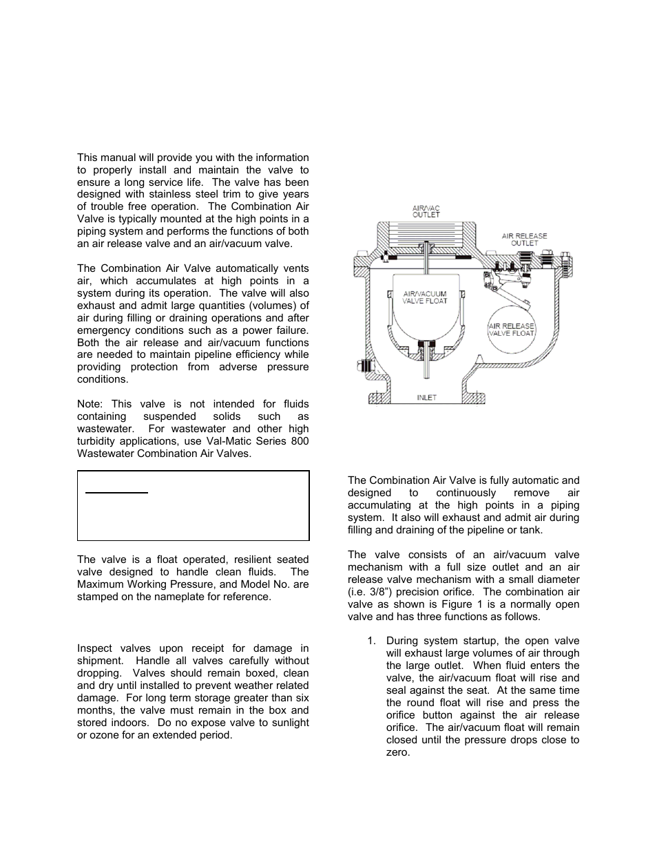 Val-Matic 6-8 Combination Air Valve (Single Housing Type) User Manual | Page 2 / 7