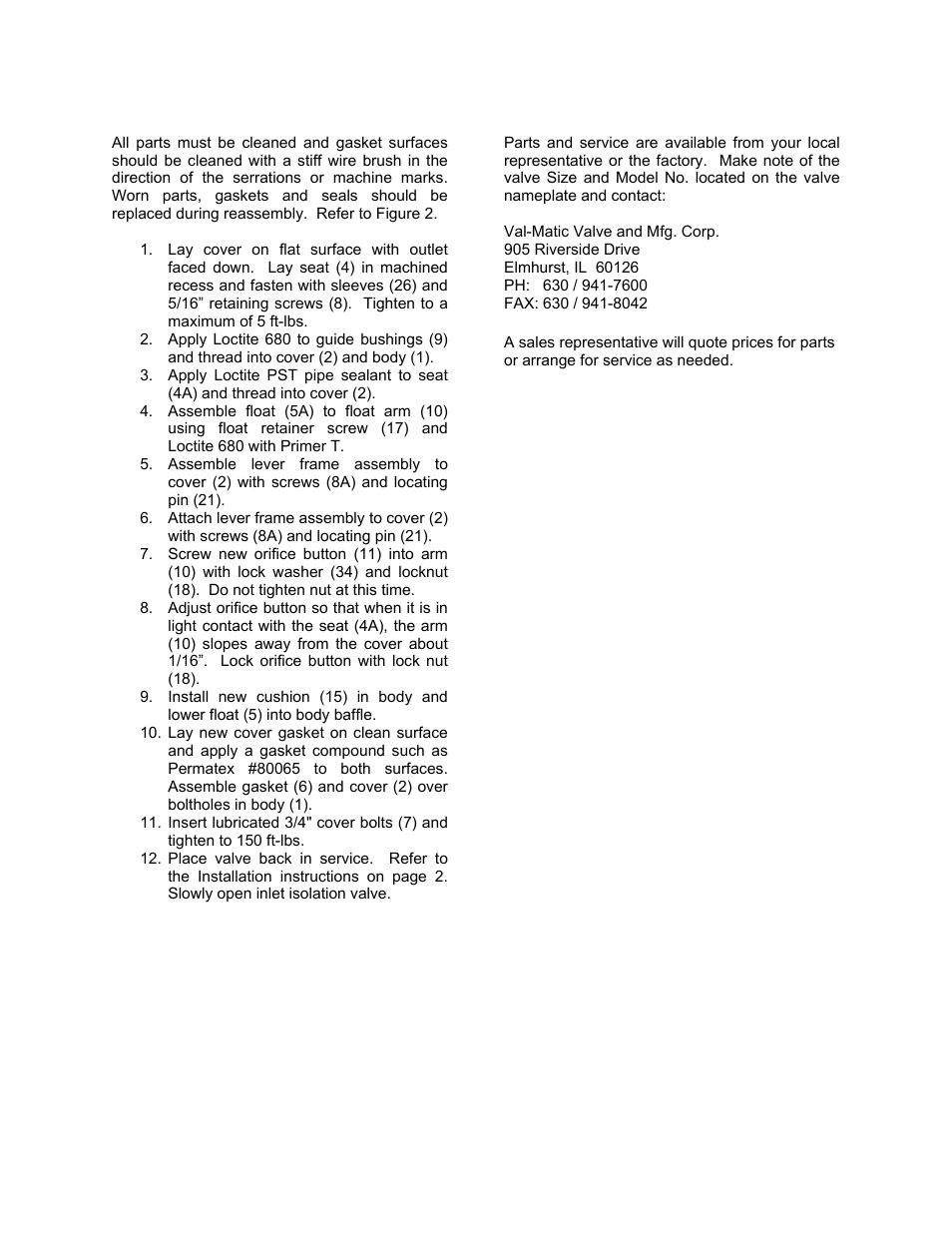 Val-Matic 6-8 Combination Air Valve (Single Housing Type) User Manual | Page 6 / 7