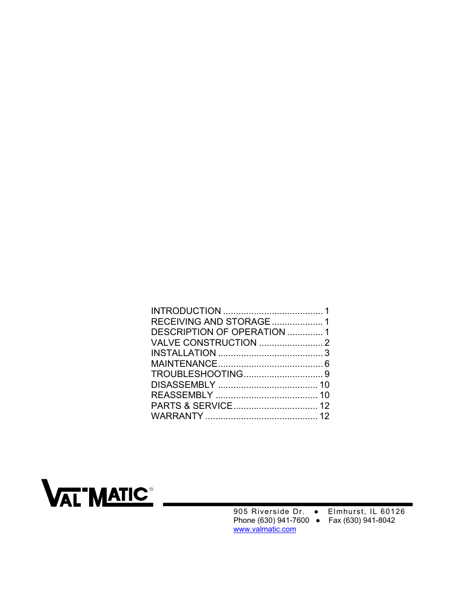 Val-Matic 30 and Larger Butterfly Valve User Manual | 13 pages