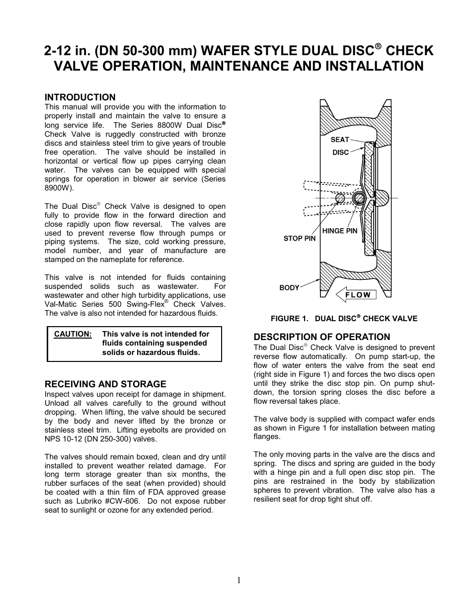 Val-Matic 2-12 in. (DN 50-300 mm) Wafer Style Dual Disc Check Valve User Manual | Page 2 / 6