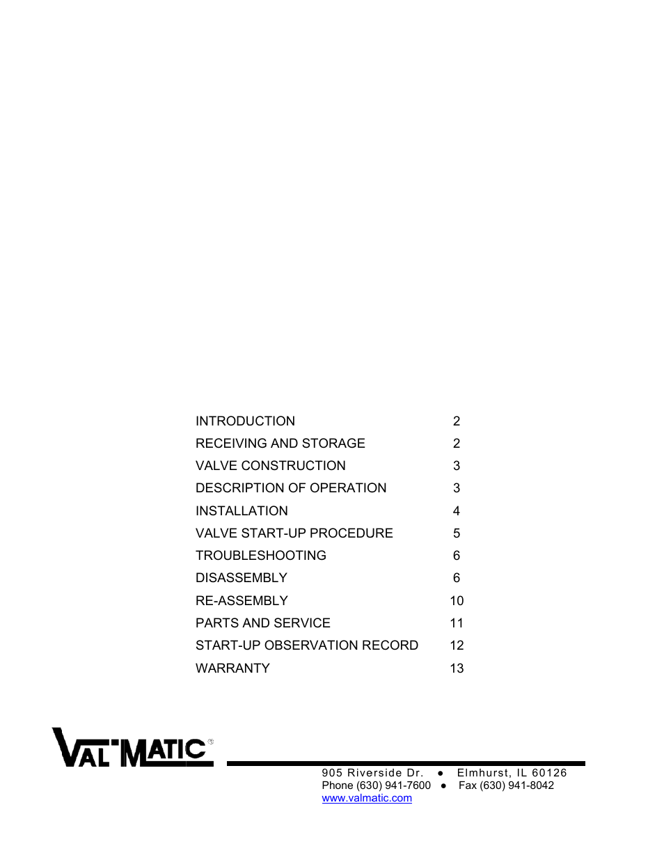 Val-Matic Swing Check Valve User Manual | 13 pages