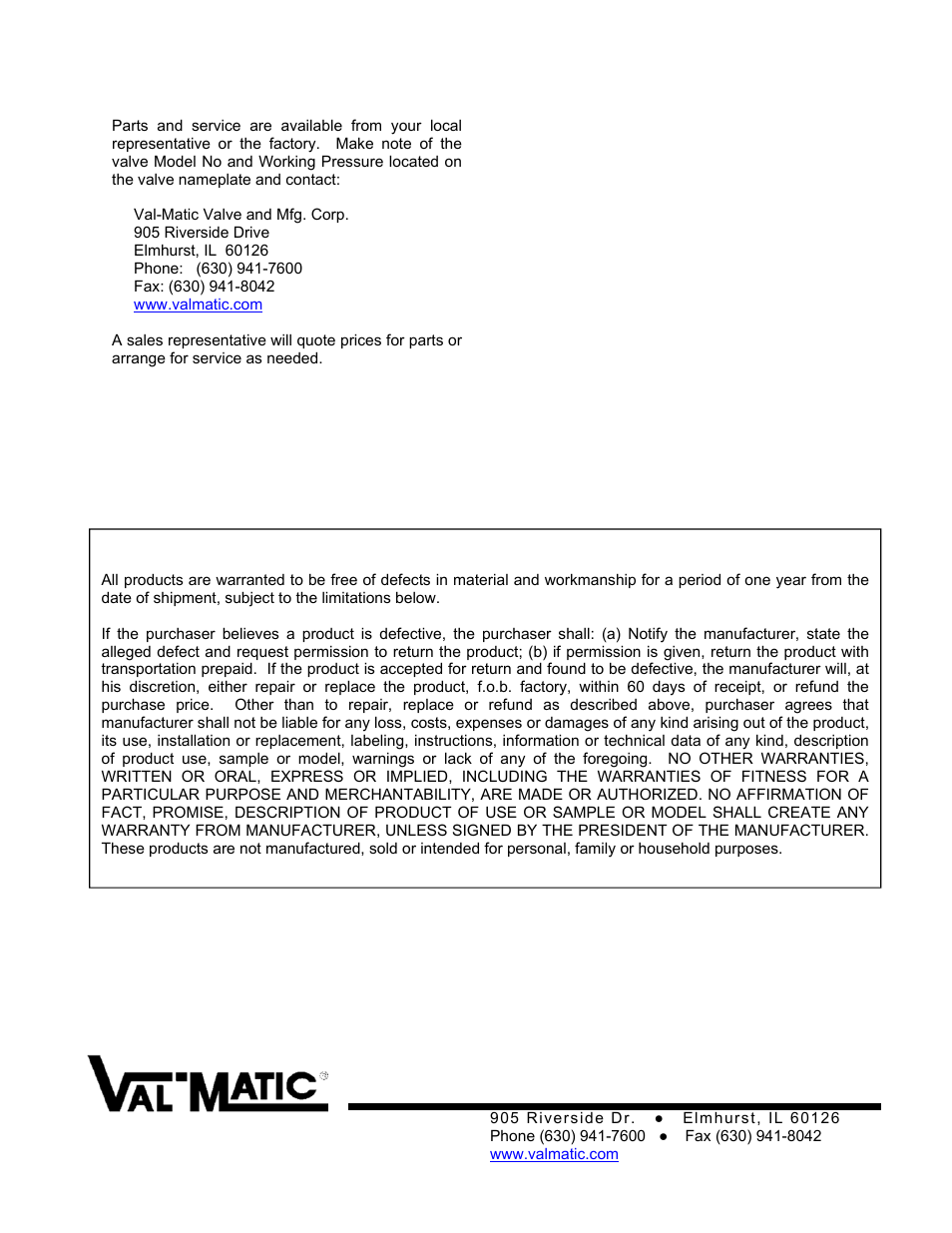 Val-Matic Swing-Flex Check Valve User Manual | Page 8 / 8