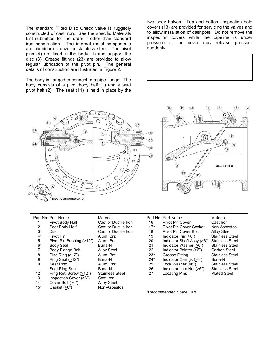 3 valve construction | Val-Matic Tilted Disc Check Valve User Manual | Page 4 / 17