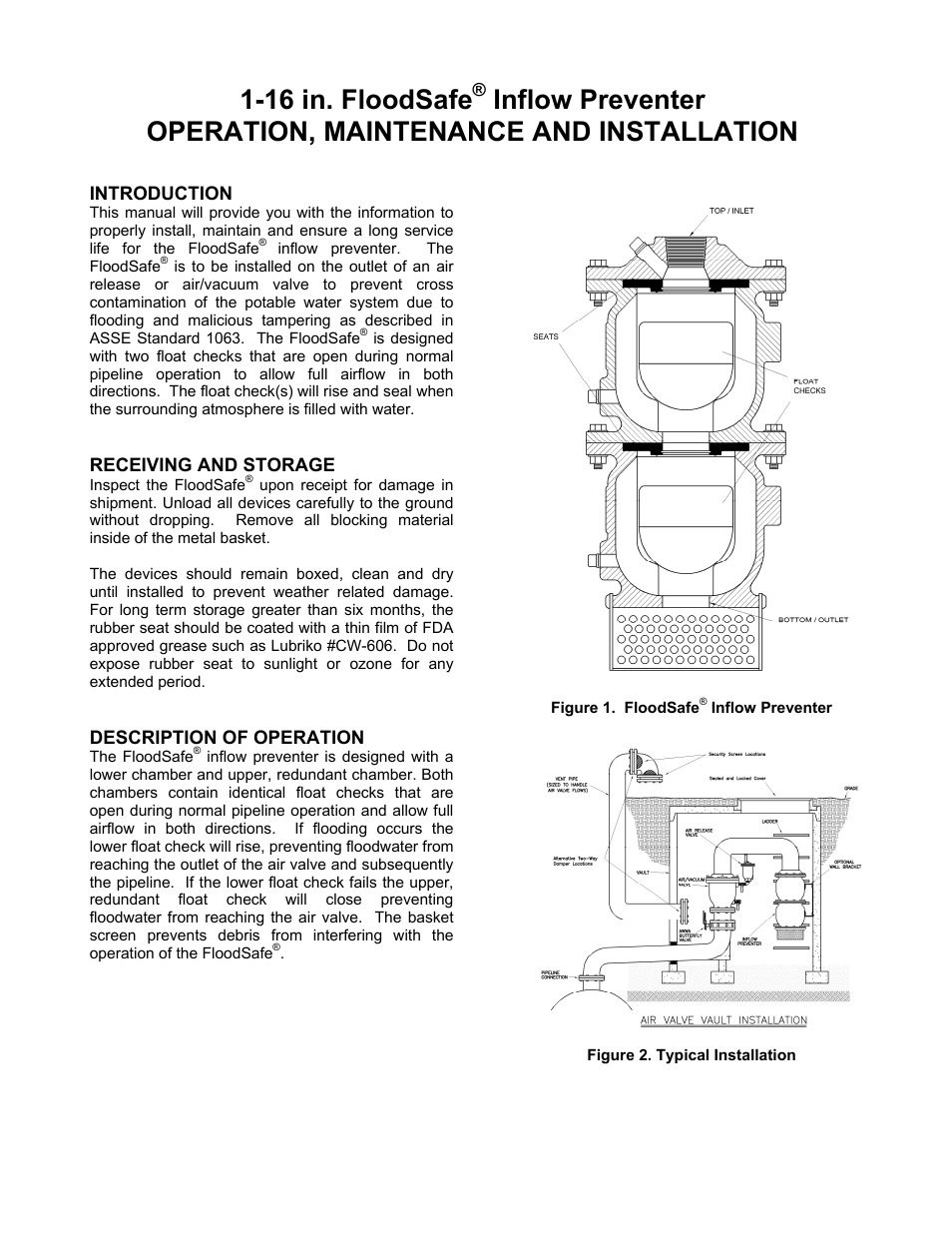 16 in. floodsafe | Val-Matic 1-16 in. FloodSafe Inflow Preventer User Manual | Page 2 / 7
