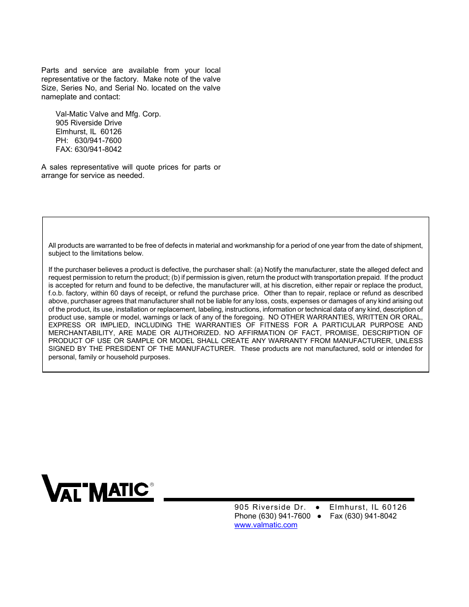 Val-Matic Cam-Centric Plug Valve User Manual | Page 11 / 11