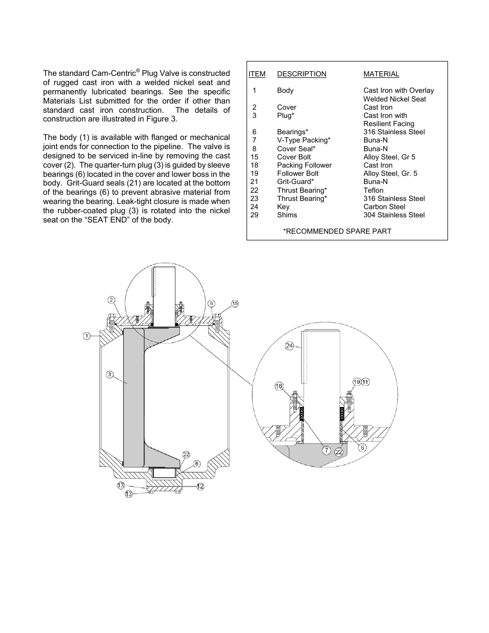 3valve construction | Val-Matic Cam-Centric Plug Valve User Manual | Page 3 / 11