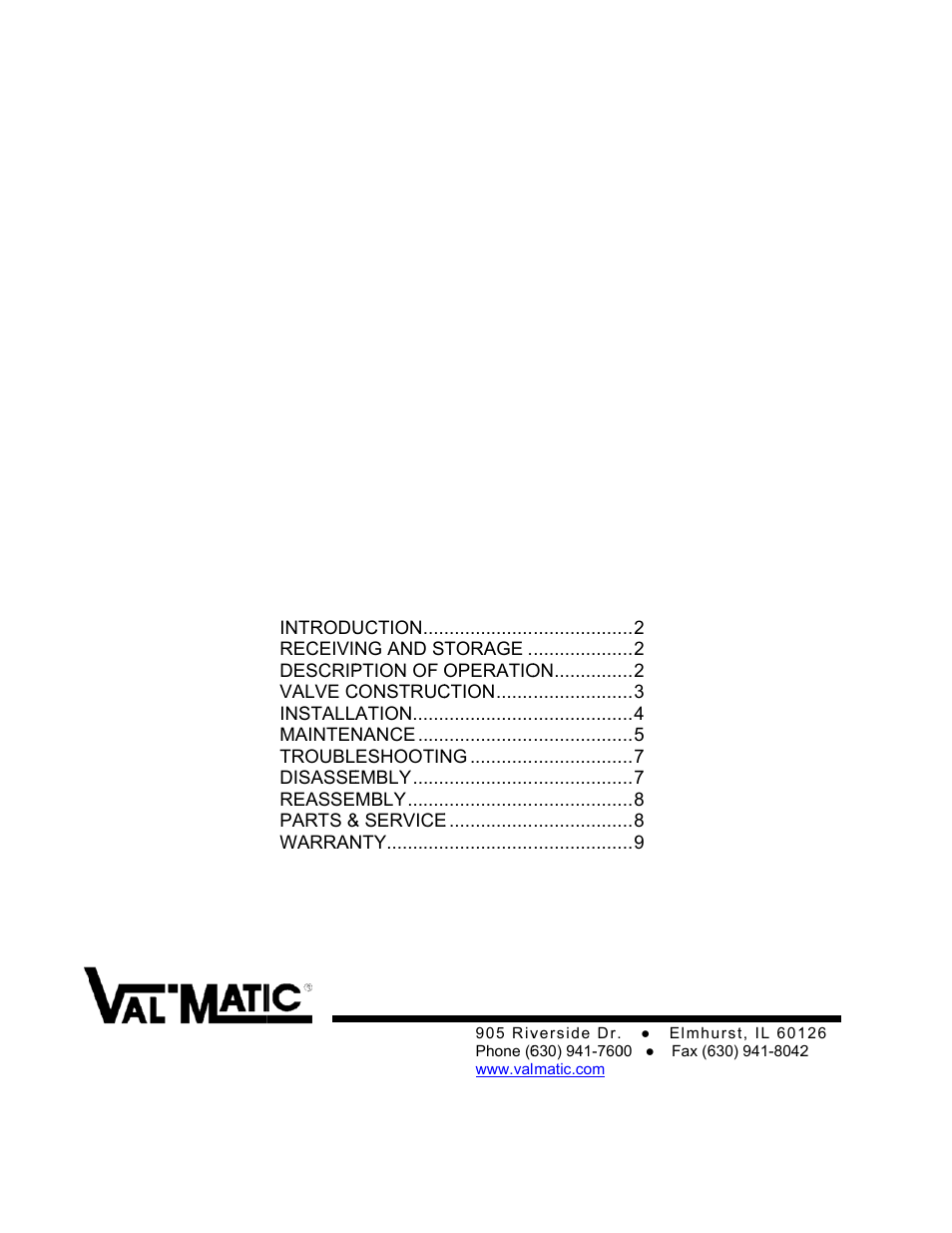 Val-Matic 3 Way Plug Valve User Manual | 9 pages