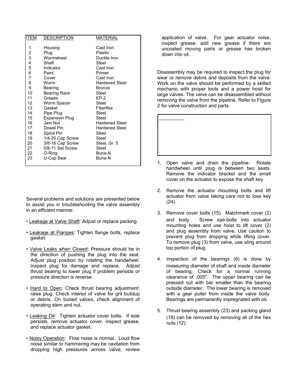 Troubleshooting, Disassembly | Val-Matic 3 Way Plug Valve User Manual | Page 7 / 9