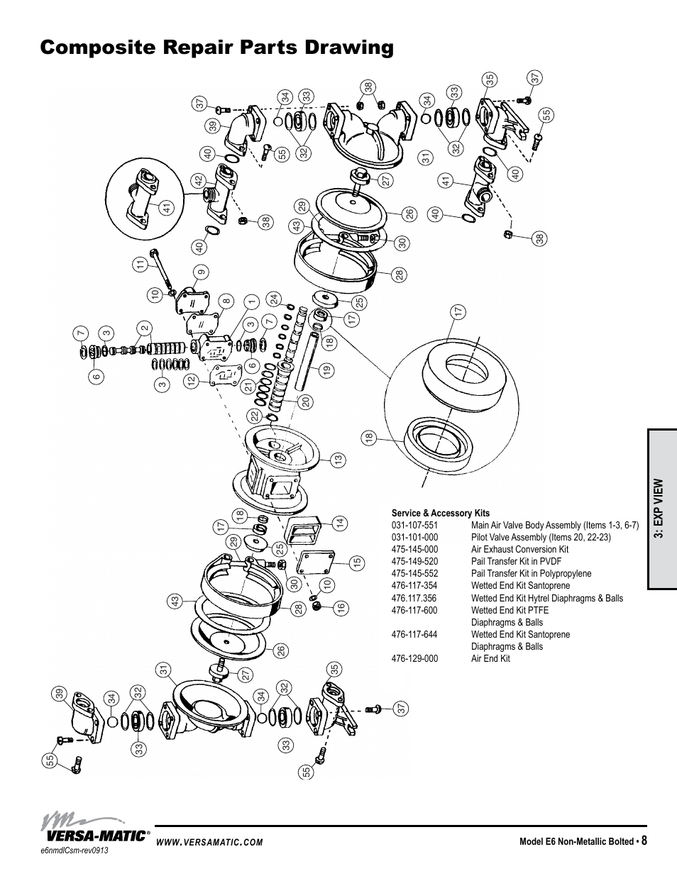 General model specific, Exp view | Versa-Matic 1/4 Elima-Matic Bolted Plastic (E6) User Manual | Page 11 / 15