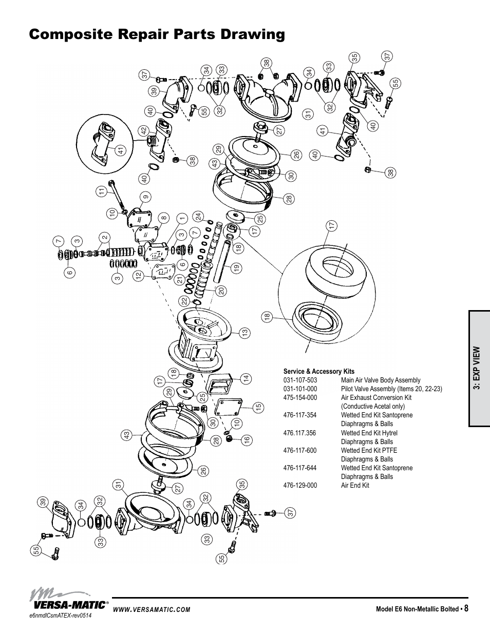 General model specific, Exp view | Versa-Matic 1/4 Elima-Matic Bolted Plastic - ATEX (E6) User Manual | Page 11 / 14