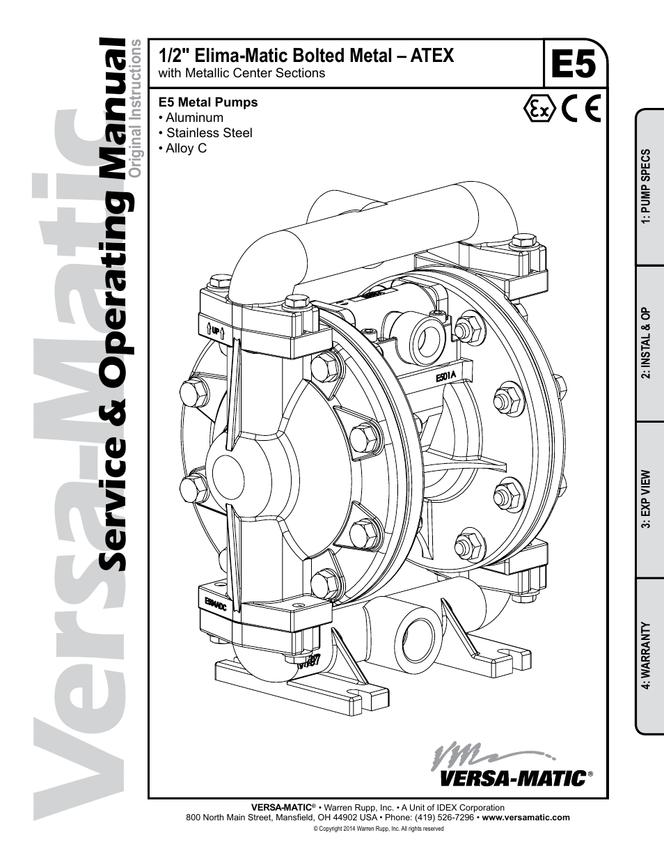 Versa-Matic 1/2 Elima-Matic Bolted Metal – ATEX (E5) User Manual | 14 pages