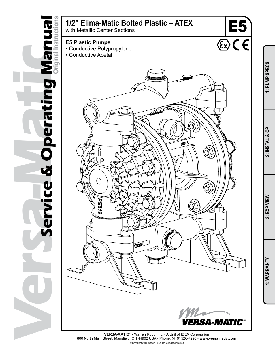 Versa-Matic 1/2 Elima-Matic Bolted Plastic – ATEX (E5) User Manual | 14 pages