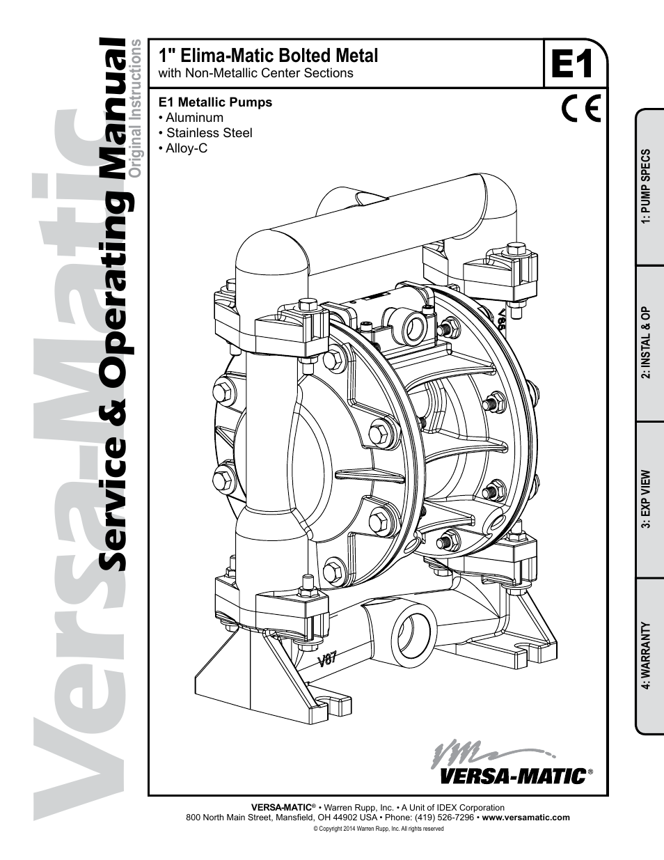 Versa-Matic 1 Elima-Matic Bolted Metal (E1) User Manual | 13 pages