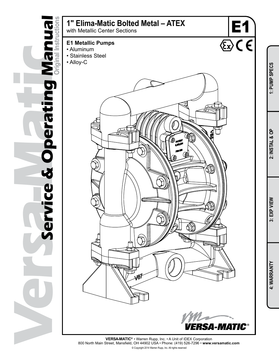 Versa-Matic 1 Elima-Matic Bolted Metal – ATEX (E1) User Manual | 14 pages