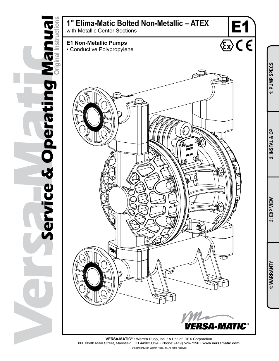 Versa-Matic 1 Elima-Matic Bolted Non-Metallic – ATEX (E1) User Manual | 14 pages