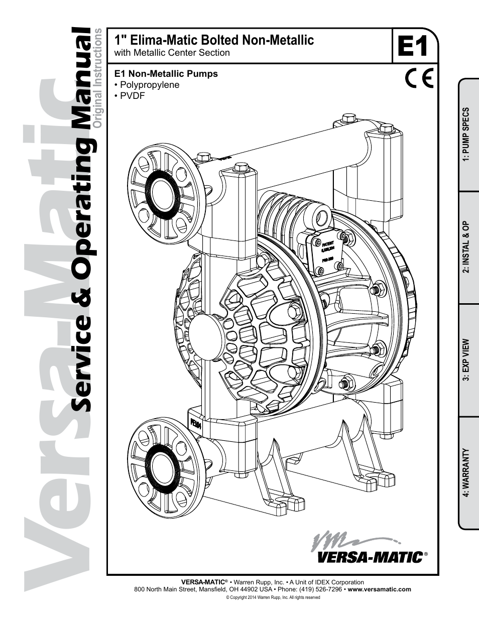 Versa-Matic 1 Elima-Matic Bolted Non-Metallic (E1) User Manual | 15 pages