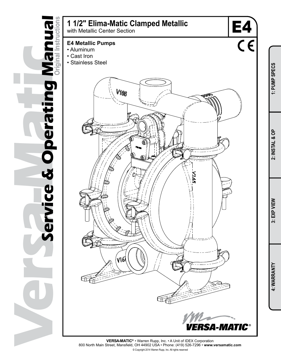 Versa-Matic 1 1/2 Elima-Matic Clamped Metallic (E4) User Manual | 16 pages