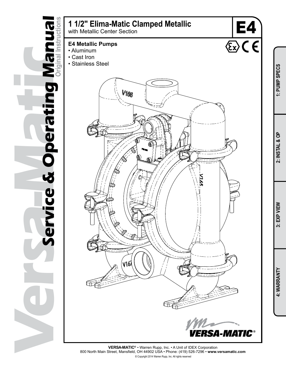 Versa-Matic 1 1/2 Elima-Matic Clamped Metallic (E4) User Manual | 17 pages