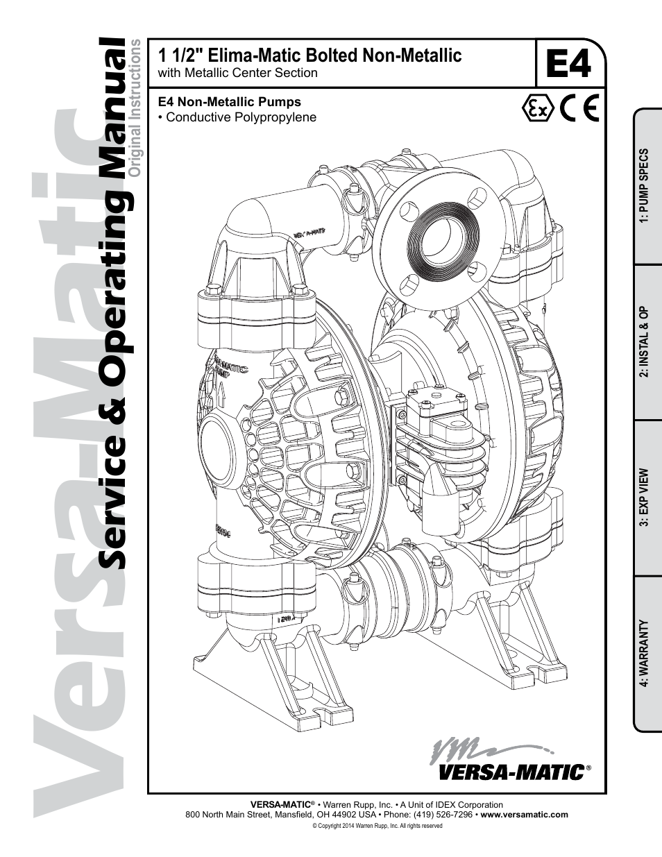 Versa-Matic 1 1/2 Elima-Matic Bolted Non-Metallic – ATEX (E4) User Manual | 14 pages