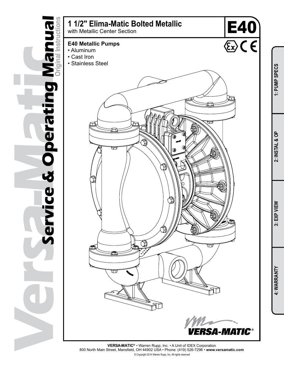 Versa-Matic 1 1/2 Elima-Matic Bolted Metallic (E40) User Manual | 16 pages