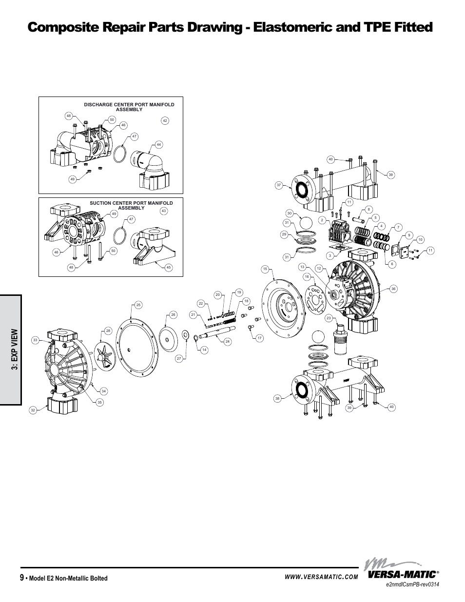 General model specific, Exp view, Model e2 non-metallic bolted | Versamatic | Versa-Matic 2 Elima-Matic Bolted Non-Metallic (E2) User Manual | Page 12 / 16