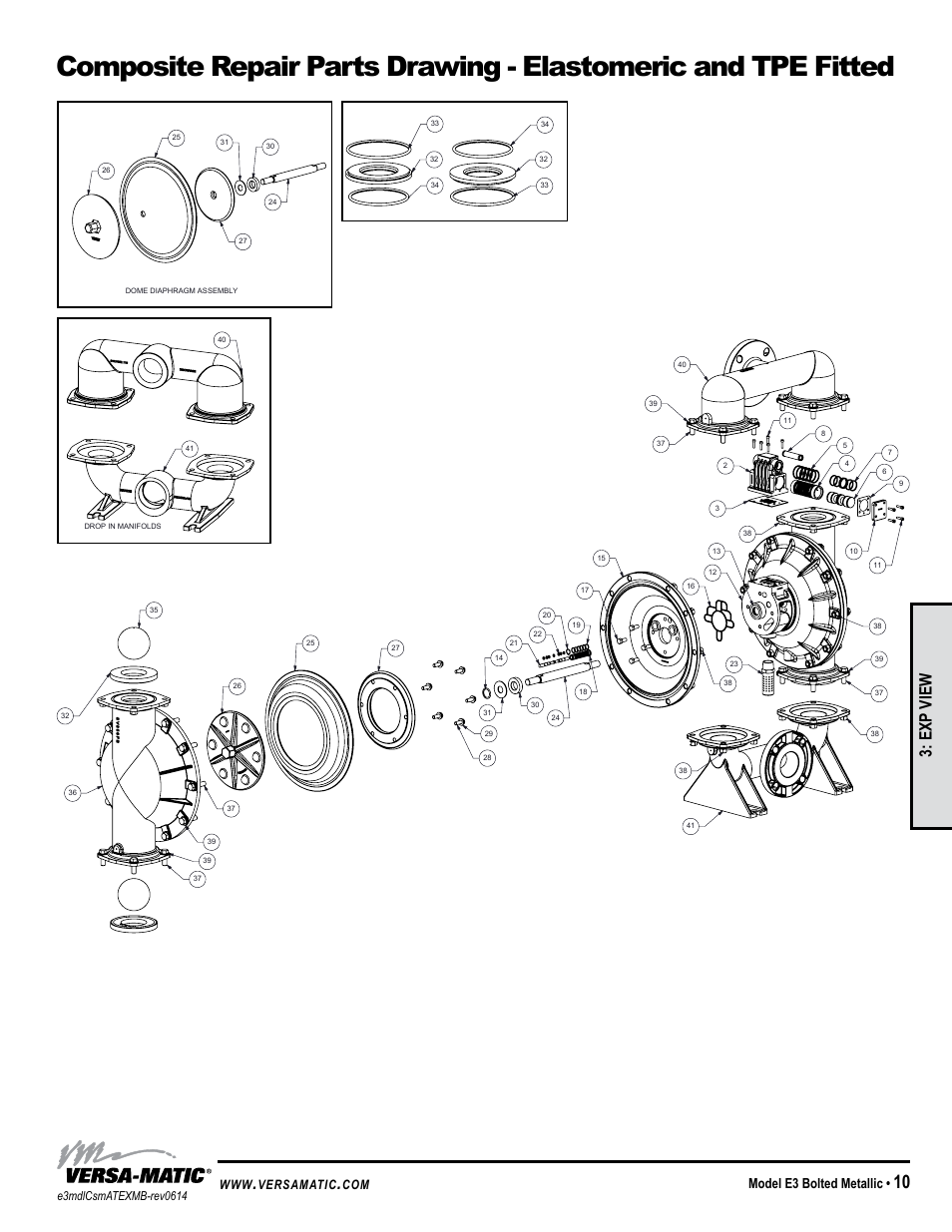 General model specific, Exp view, Model e3 bolted metallic | Versamatic | Versa-Matic 3 Elima-Matic Bolted Metallic (E3) User Manual | Page 13 / 18