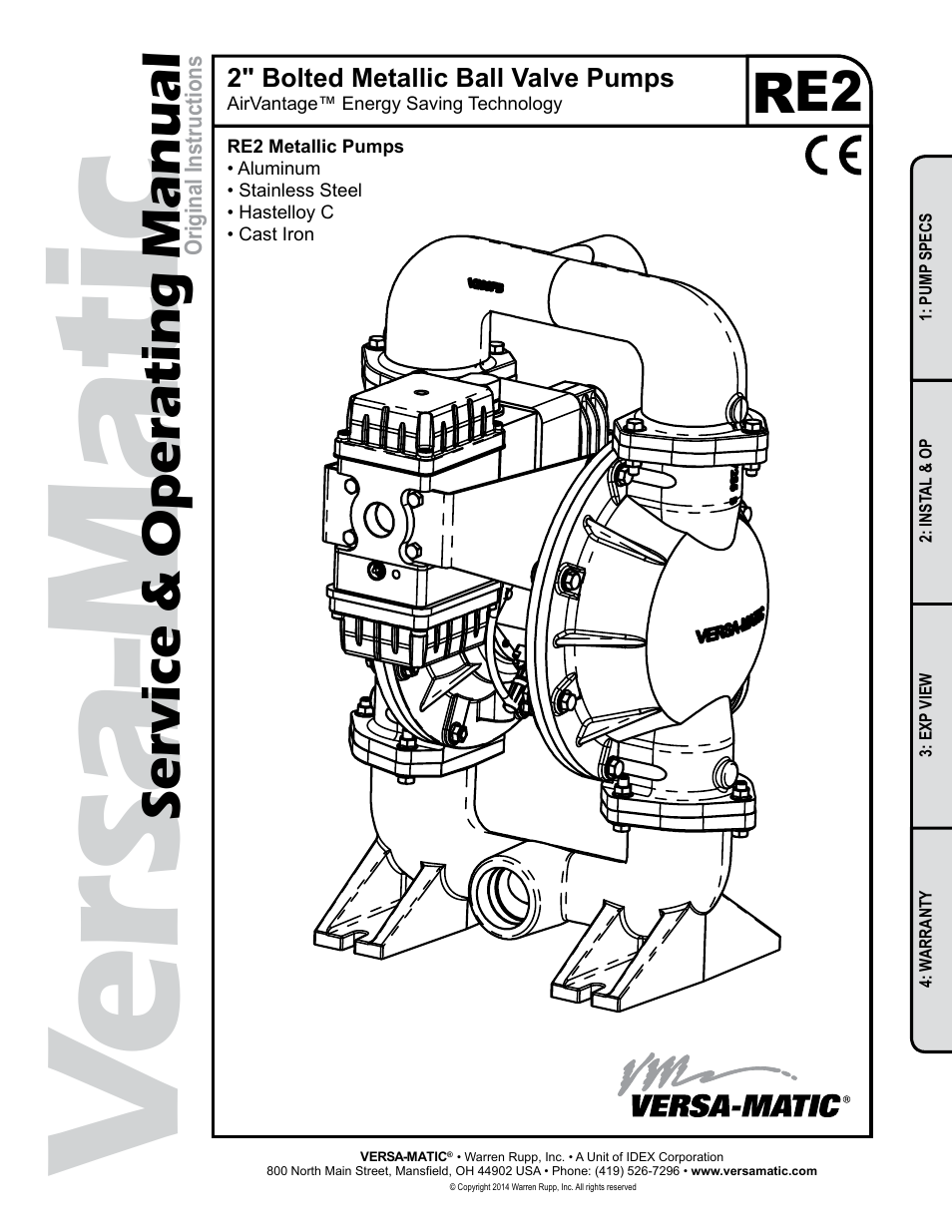 Versa-Matic 2 Bolted Metallic Ball Valve Pumps (RE2) User Manual | 33 pages