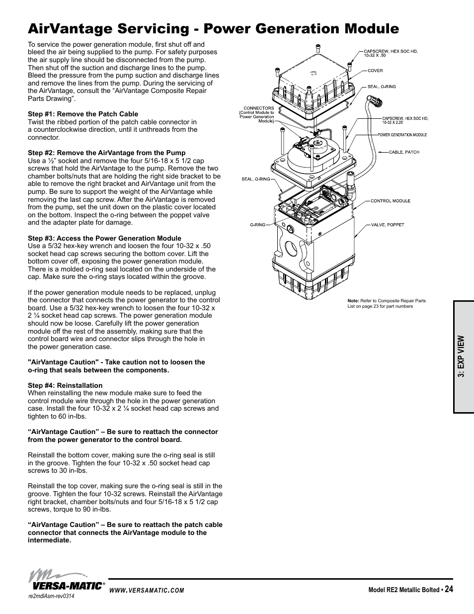 Airvantage servicing - power generation module | Versa-Matic 2 Bolted Metallic Ball Valve Pumps (RE2) User Manual | Page 27 / 33