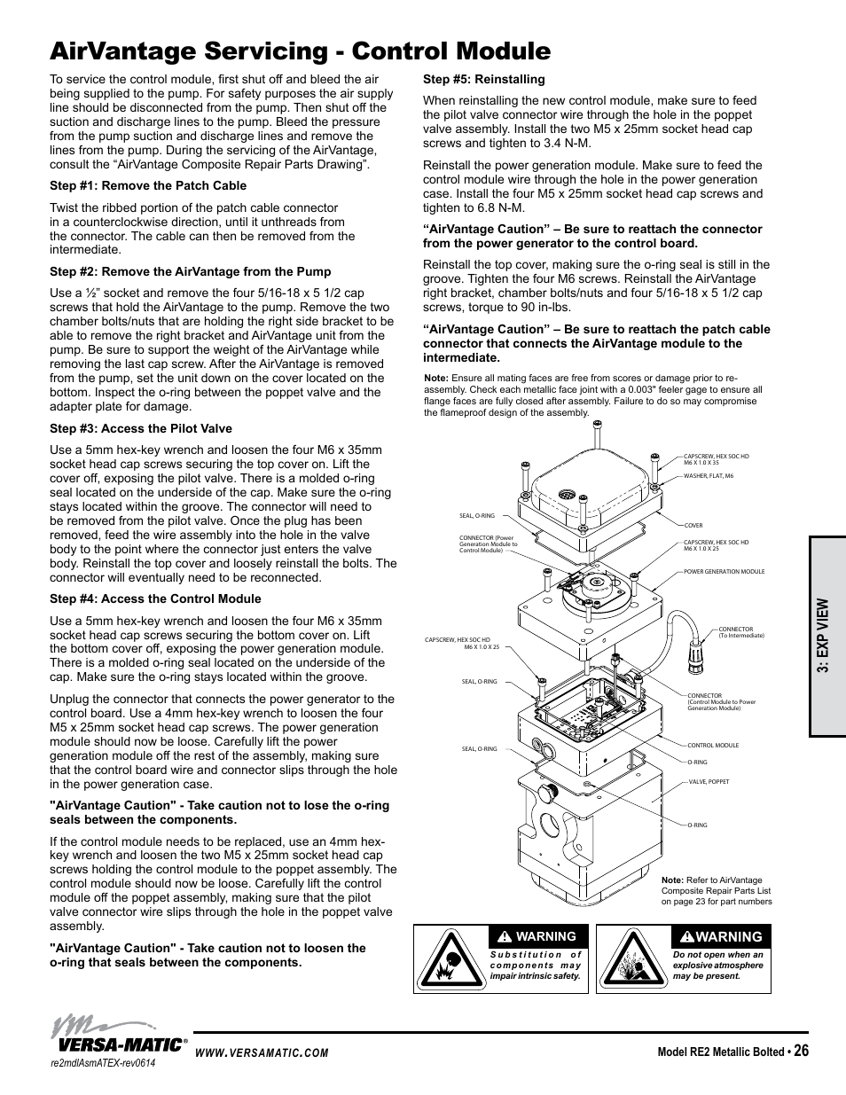 Airvantage servicing - control module, Exp view | Versa-Matic 2 Bolted Metallic Hazardous Service Ball Valve (RE2) User Manual | Page 29 / 36