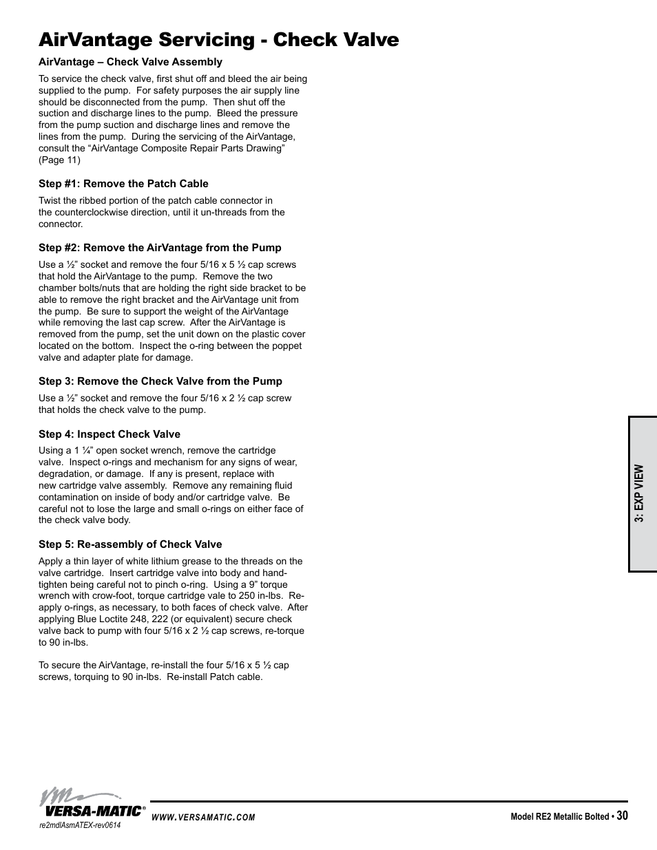 Airvantage servicing - check valve | Versa-Matic 2 Bolted Metallic Hazardous Service Ball Valve (RE2) User Manual | Page 33 / 36