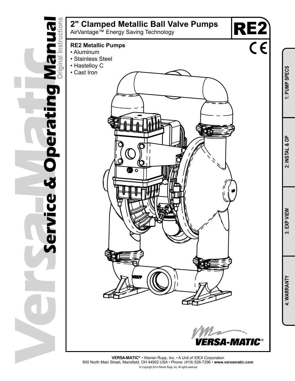 Versa-Matic 2 Clamped Metallic Ball Valve Pumps (RE2) User Manual | 28 pages